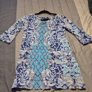 Lilly Pulitzer Blue and White Floral Tunic